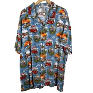 Disney Cruise Line Castaway Cay Mens XL Blue Rayon Hawaiian Shirt Donald Duck